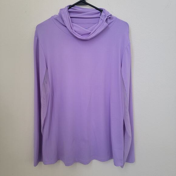 IBKUL‎ Purple Long Sleeve UPF 50 Golf Shirt XL Mockneck Vented Quick Dry Cooling - Picture 1 of 13